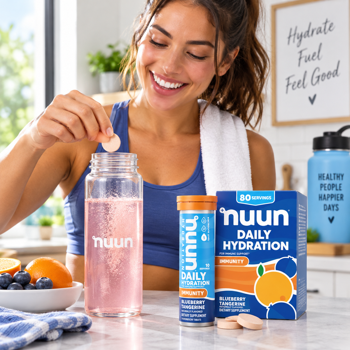 Nuun Immunity Electrolyte Tablets, Blueberry Tangerine Flavor (Pack of 8) Nuun
