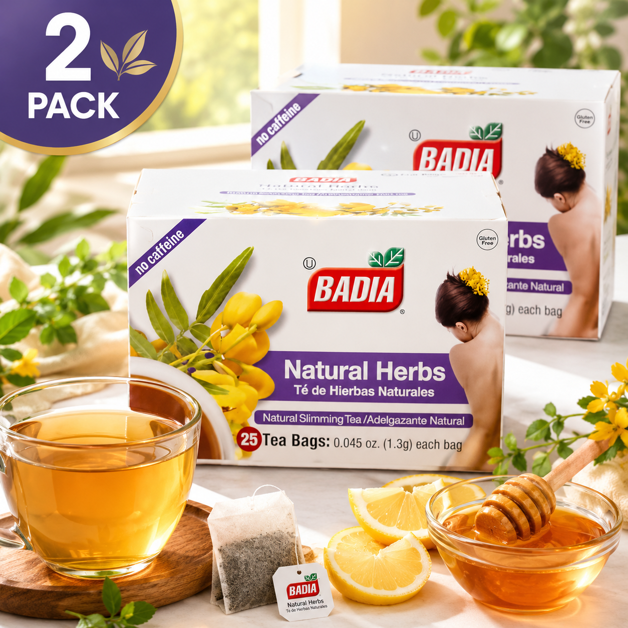 Badia Tea Bag,Natural Herbs 25 Tea Bags (Pack of 2)