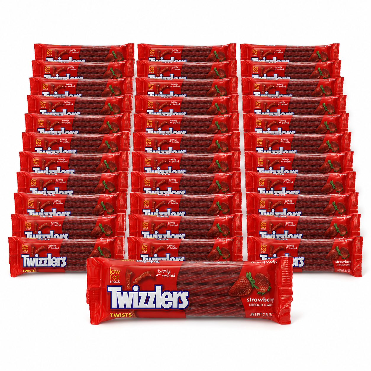 TWIZZLERS Twists, Strawberry Flavored Licorice Candy, Halloween Candy, 2.5 Ounce Packet (Pack of 36)