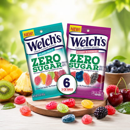 Welch's Zero Sugar Fruity Bites Variety Pack - Berries 'N Cherries & Island Fruit, 3 oz Packs