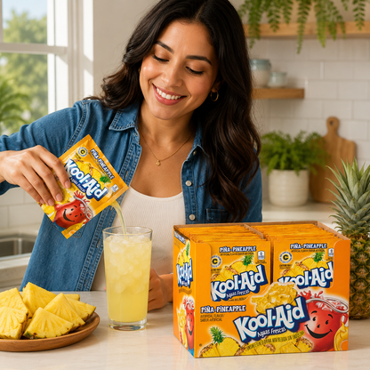 Kool-Aid Aguas Frescas Pina Pineapple Flavored Unsweetened Caffeine Free Powdered Drink Mix Packet 0.14 oz