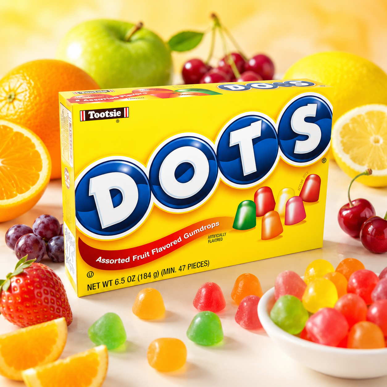 Tootsie Roll DOTS Assorted Fruit Flavored Gumdrops Candy Theater Box 6.5 oz