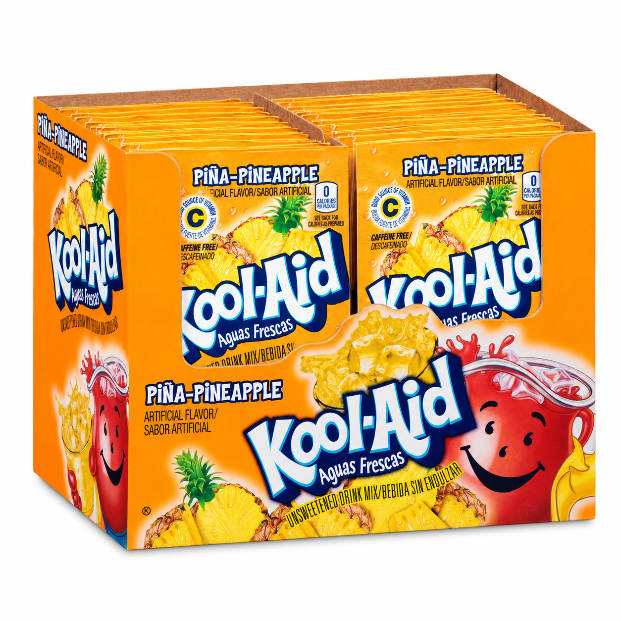 Kool-Aid Aguas Frescas Pina Pineapple Flavored Unsweetened Caffeine Free Powdered Drink Mix Packet 0.14 oz