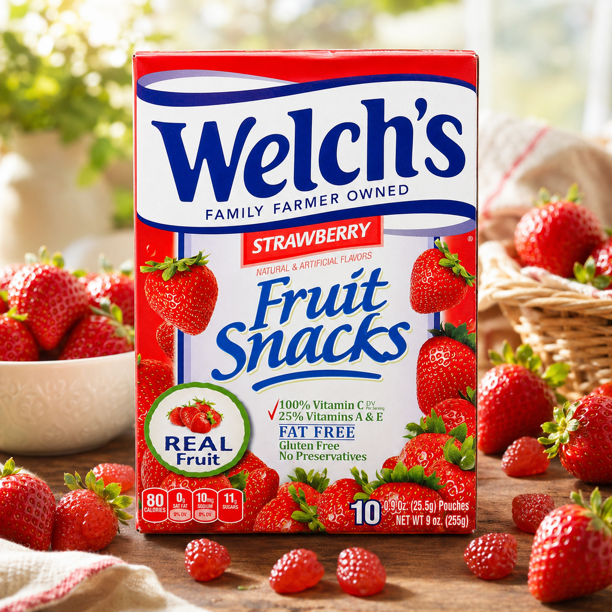 Welch's Strawberry Flavor Fruit Snacks 10 Pouches (2 packs)