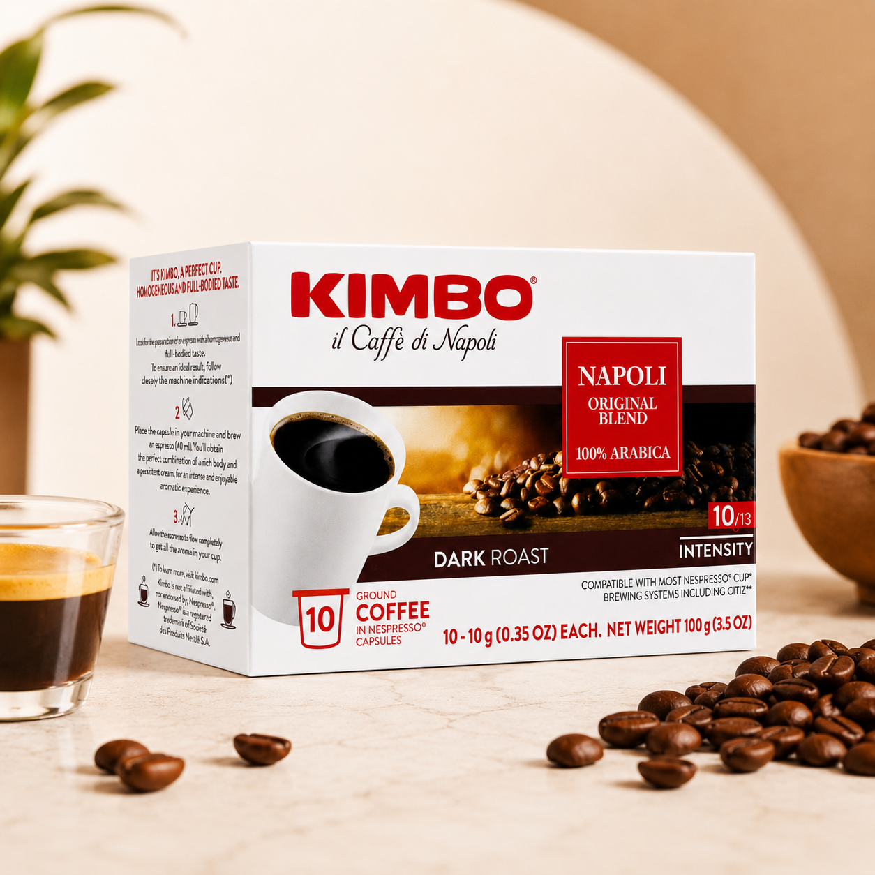 KIMBO Espresso Napoli Dark Roast Keurig K-Cups Blended and Roasted in Italy 0.35 oz