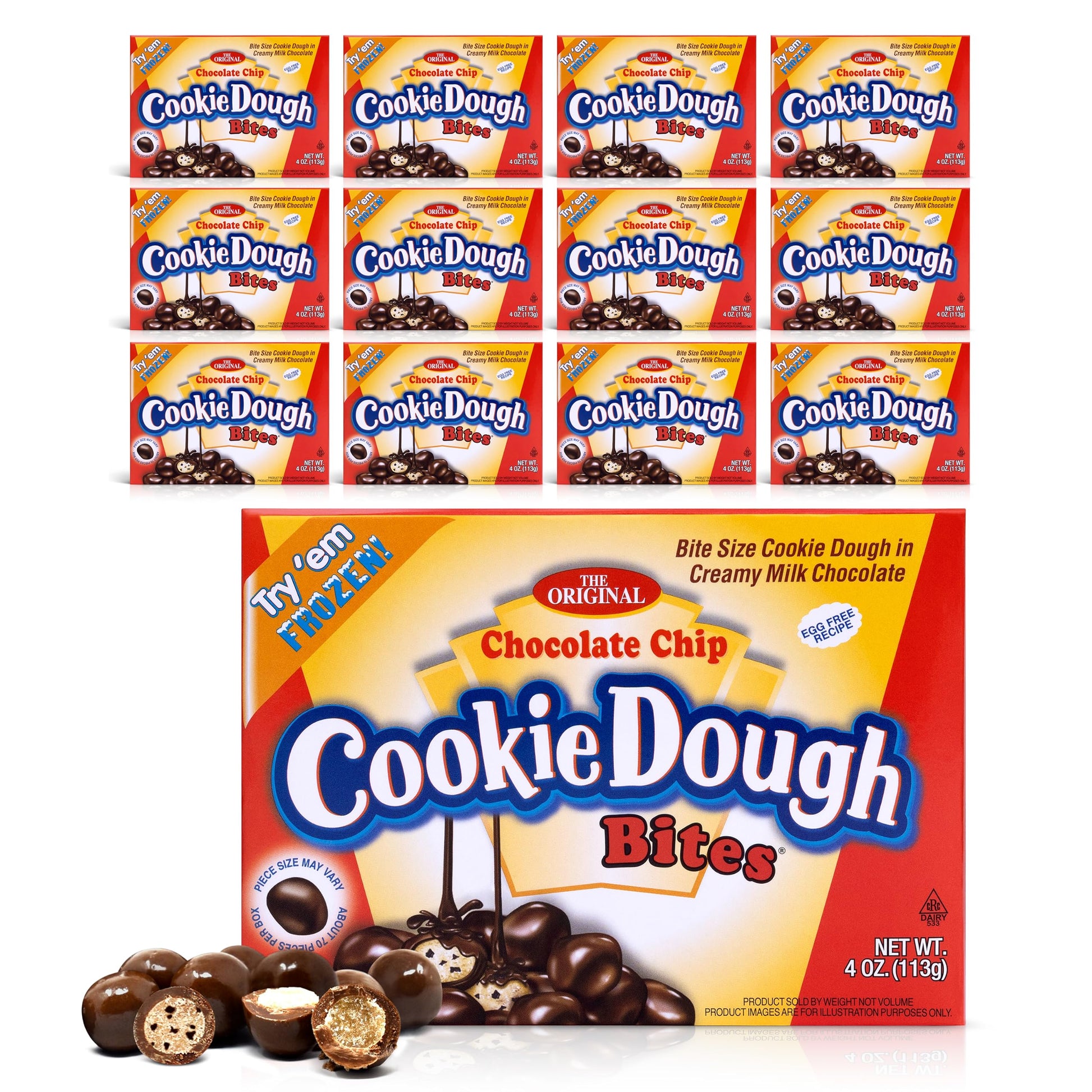 The Original Chocolate Chip Cookie Dough Bites, 3.1 oz (Pack of 12) Cookie Dough Bites