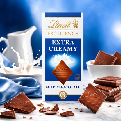 Lindt EXCELLENCE Extra Creamy Milk Chocolate Candy Bar, Milk Chocolate, 3.5 oz. Bar