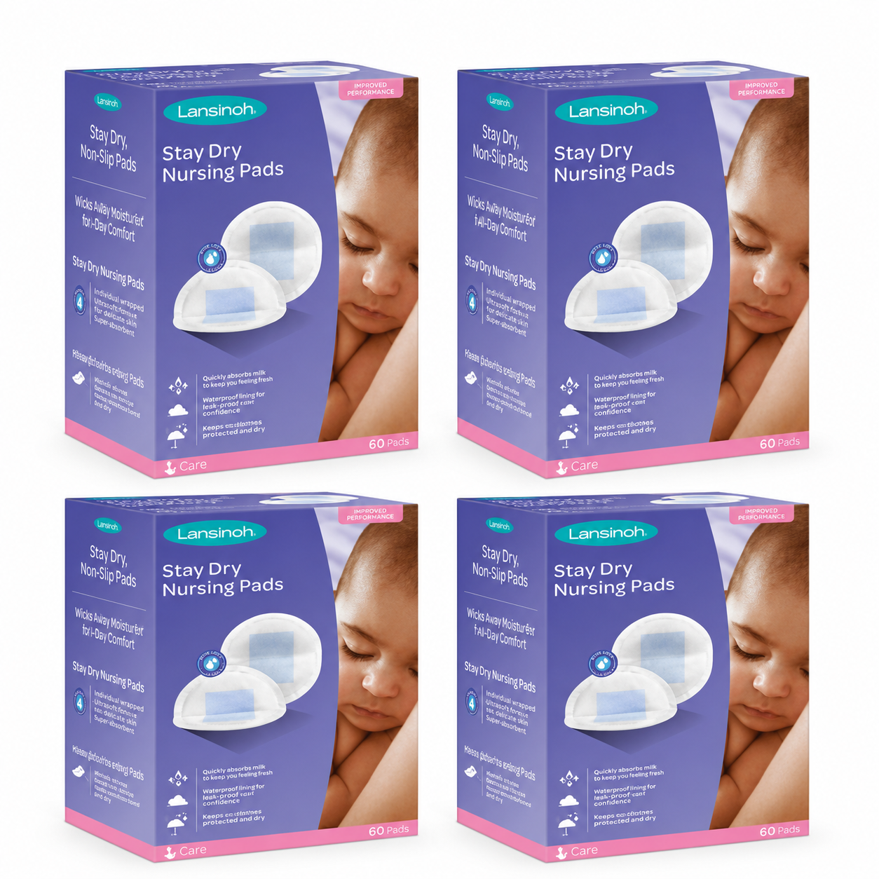 Lansinoh Nursing Pads Stay Dry 60 Each (Pack of 4)