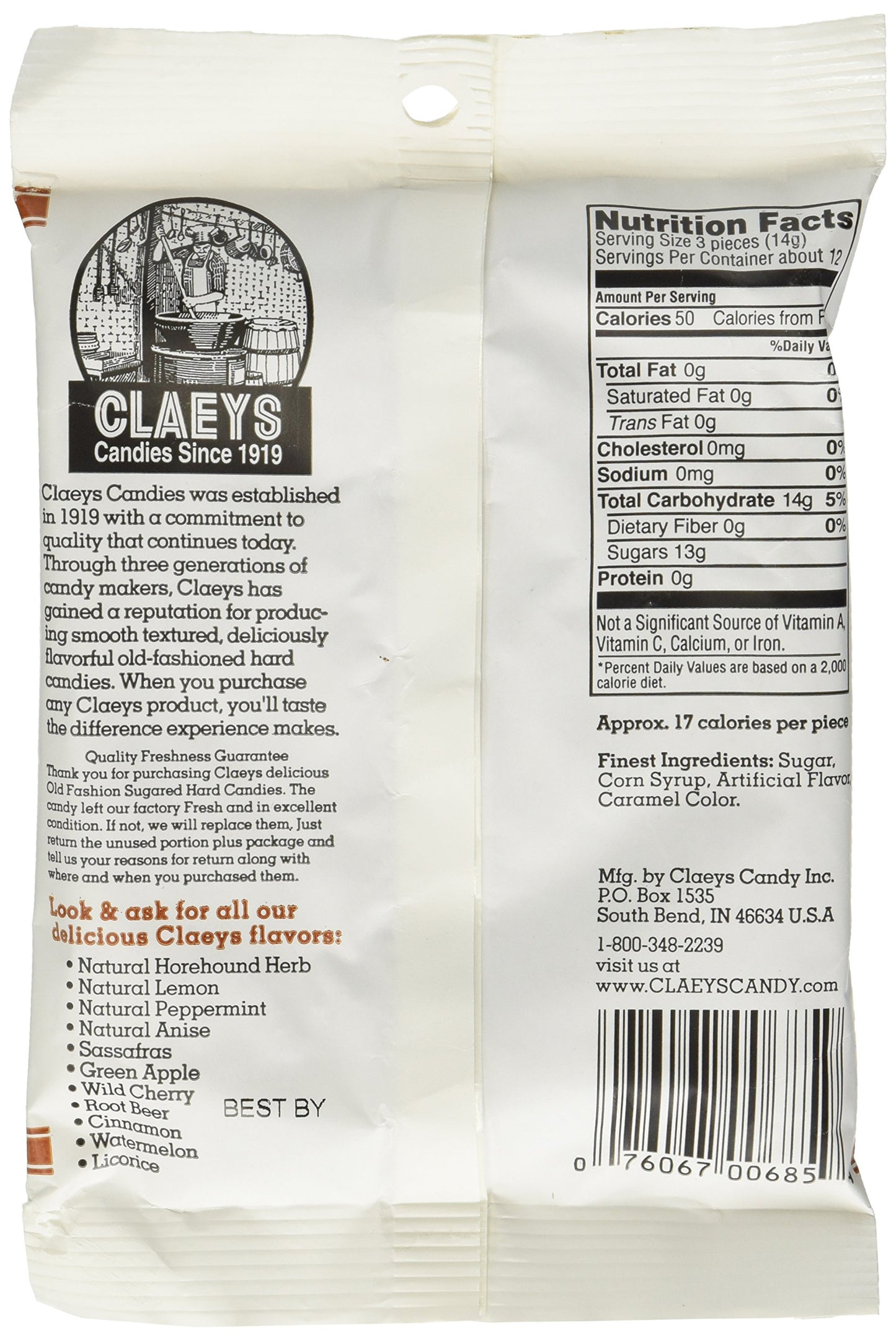 Claeys Root Beer Hard Candy 6.0 oz