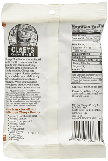 Claeys Root Beer Hard Candy 6.0 oz