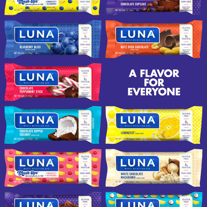 Luna BAR Gluten Free Snack Bars Chocolate Cupcake 8g Protein Non-GMO Plant-Based 1.69 oz 15 Count