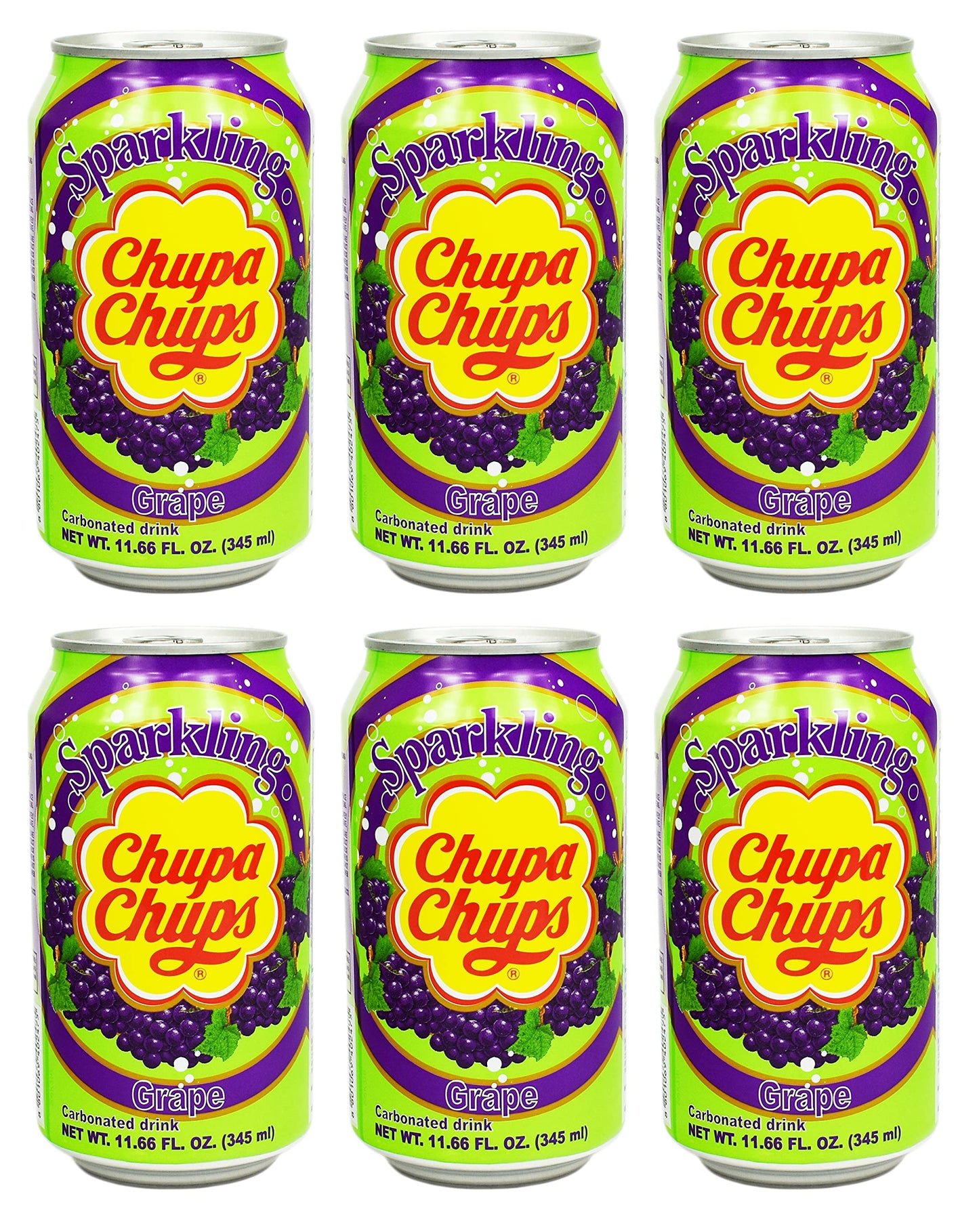 Namyang Chupa Chups Sparkling Soda Flavor 345 mL (Grape, 6 Cans) Chupa Chups