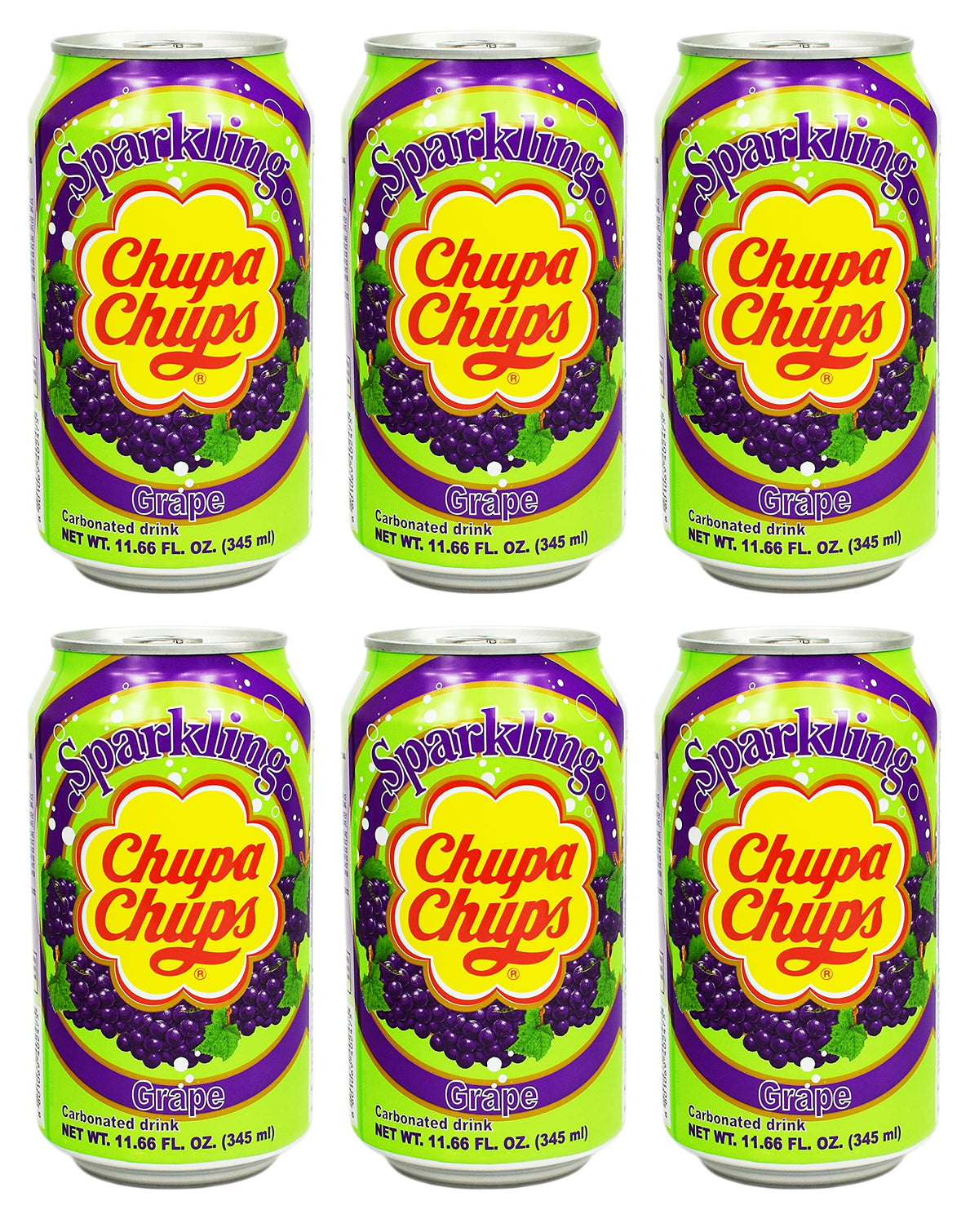 Namyang Chupa Chups Sparkling Soda Flavor 345 mL (Grape, 6 Cans) Chupa Chups