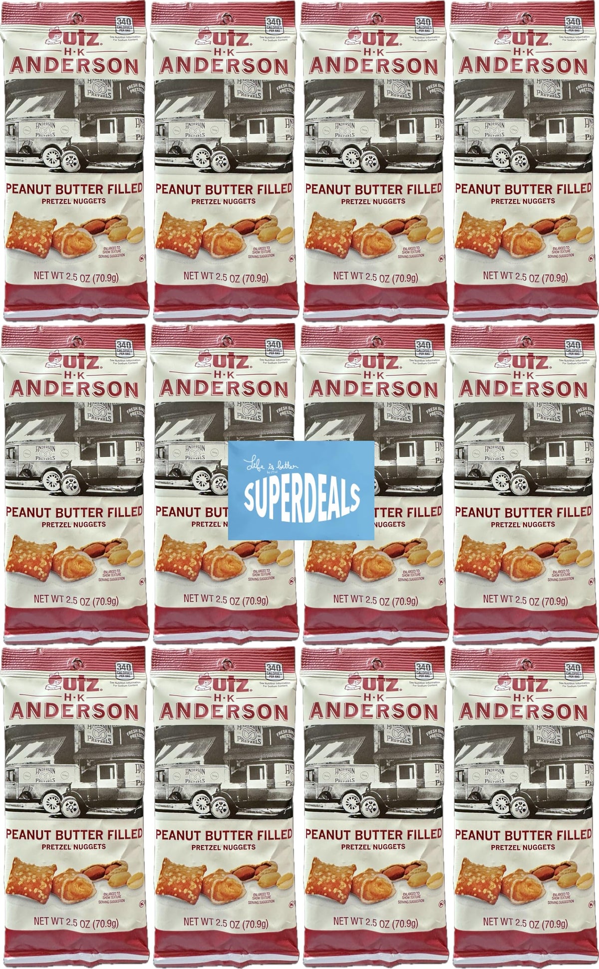 HK Anderson Peanut Butter Filled Pretzel Nuggets, 2.5 oz Bag (12-Pack) HK Anderson
