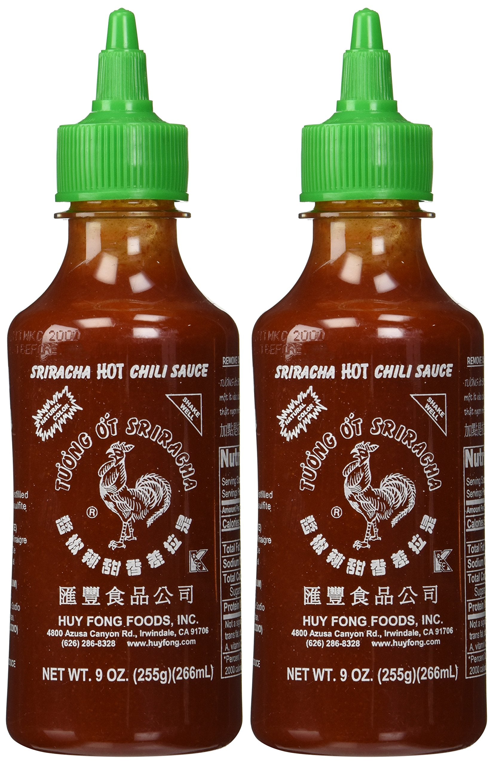 Huy Fong Sriracha Hot Chili Sauce Bottle 9 Ounce (Pack of 2)