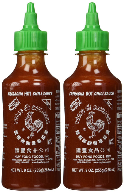 Huy Fong Sriracha Hot Chili Sauce Bottle 9 Ounce (Pack of 2)