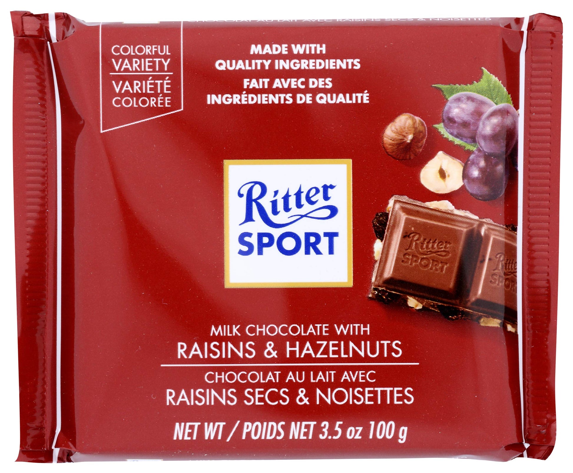 Ritter Sport Raisin & Hazelnut Chocolate Bar 3.5 oz