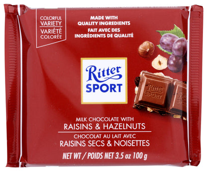 Ritter Sport Raisin & Hazelnut Chocolate Bar 3.5 oz
