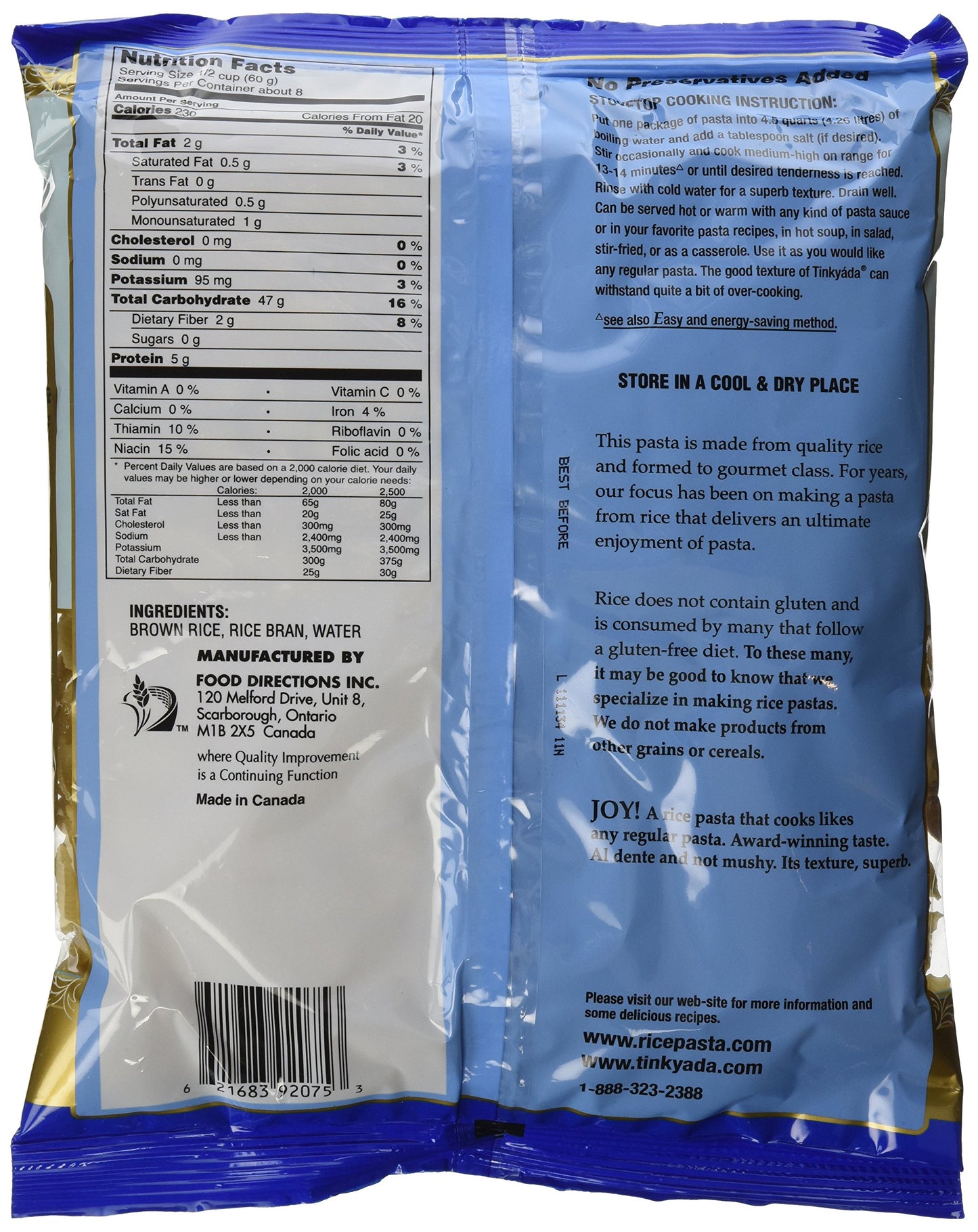 Tinkyada Brown Rice Pasta Shells Gluten Free 16 Ounce (Pack of 6)