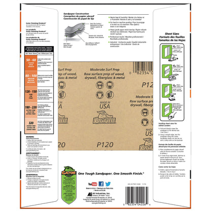 Gator 9 x 120 Grit Gator 9" x 11" Bare Wood Sanding Sheets