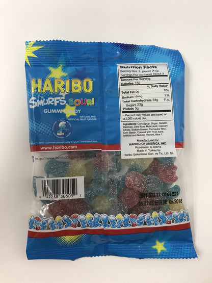Haribo Sour Smurfs Candy 4 Ounce