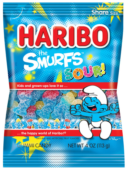 Haribo Sour Smurfs Candy 4 Ounce