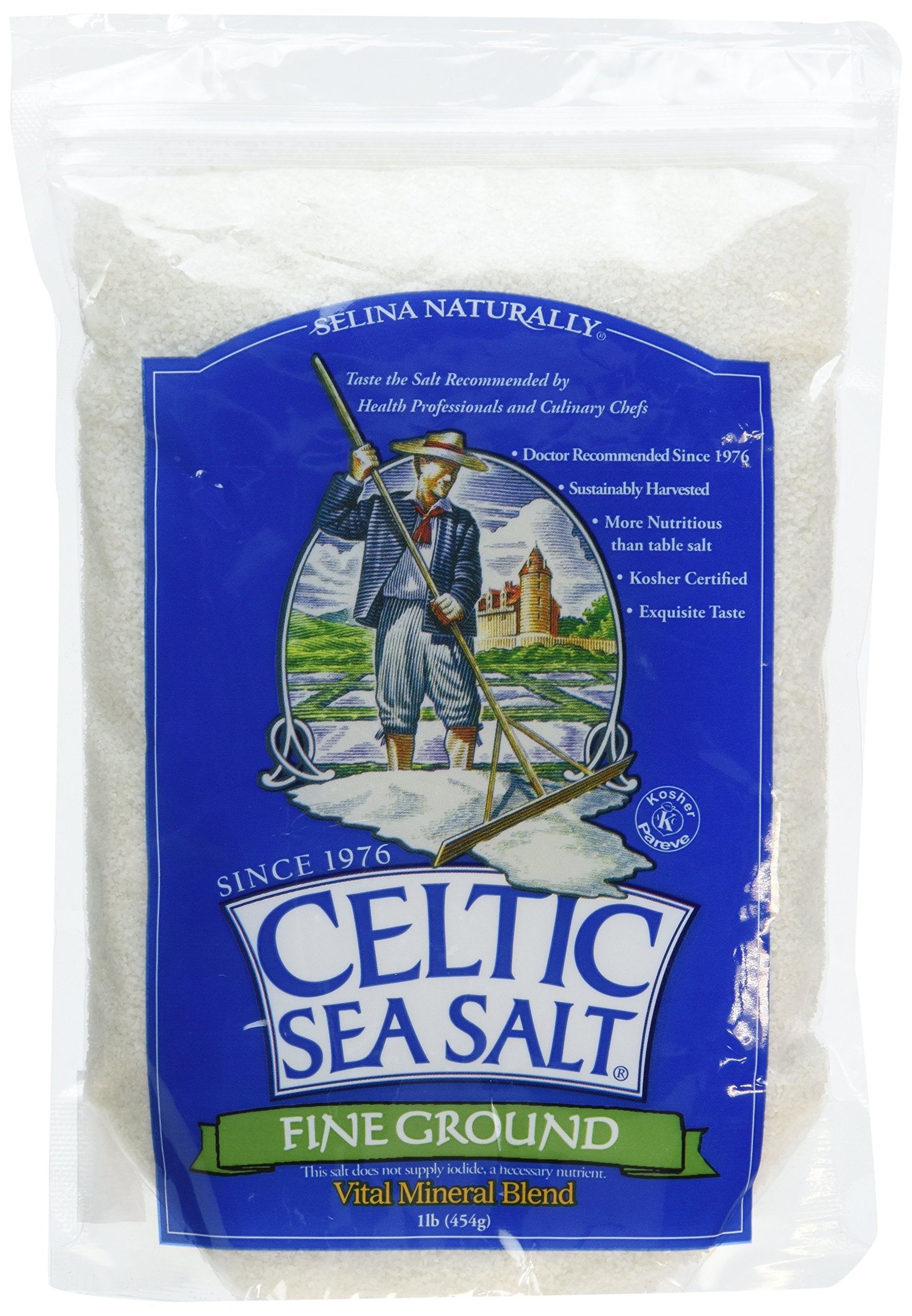 CELTIC SEA Sea Salt SALT FNE GROUND POUC 1 LB (Pack of 3)