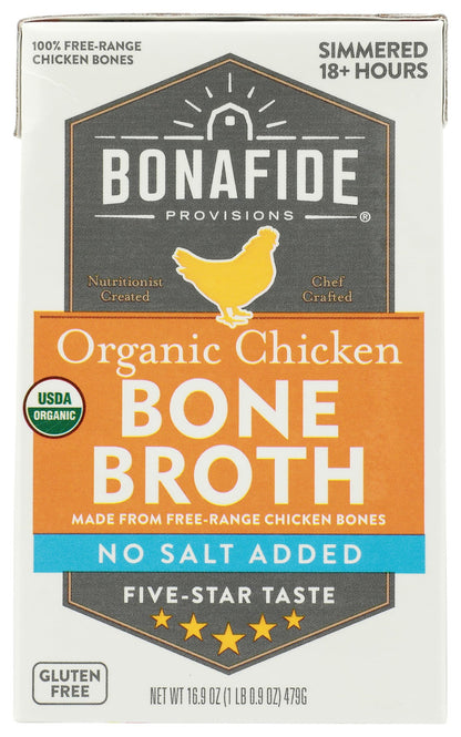 Bonafide Provisions Organic No Salt Added Chicken Bone Broth 16.9 OZ
