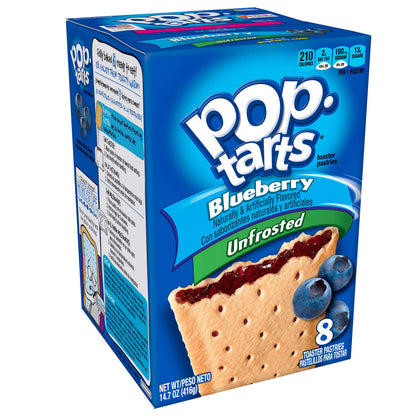 Pop-Tarts Breakfast Toaster Pastries Unfrosted Blueberry Flavored 8 Count 14.7 oz
