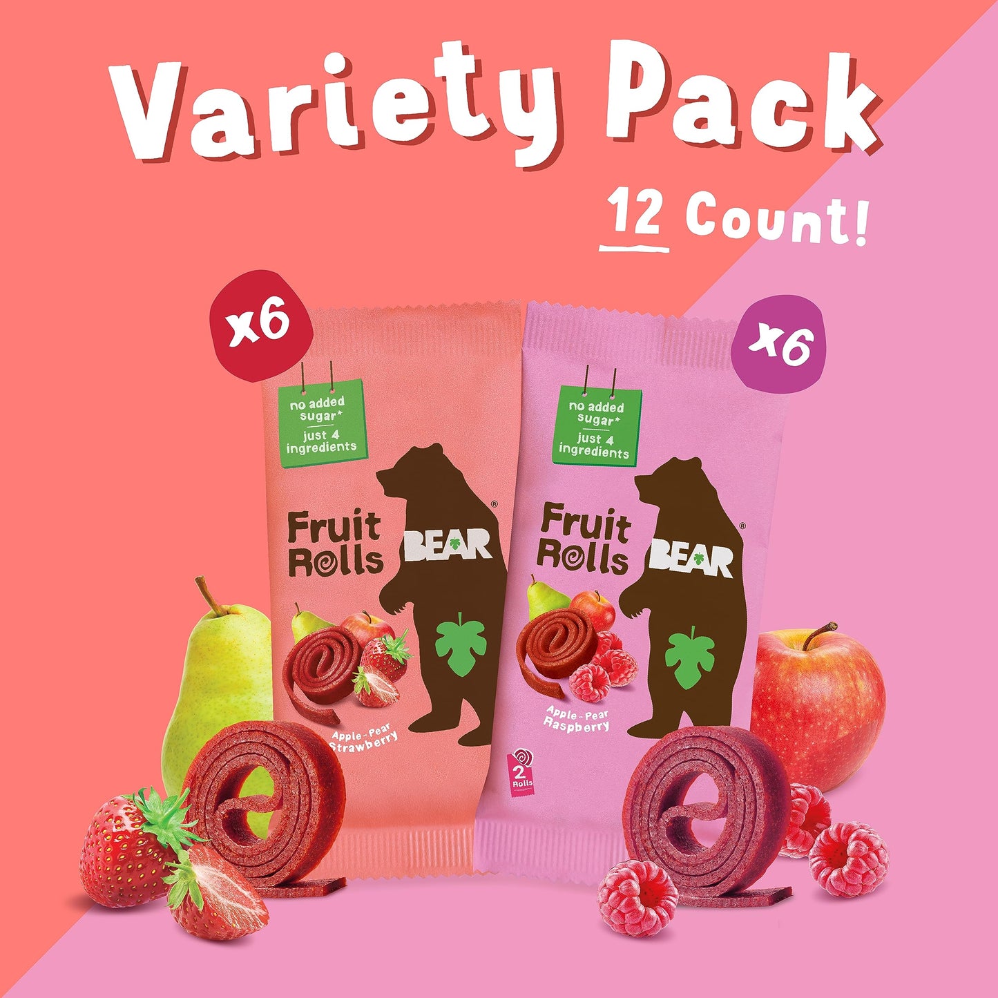 Bear Strawberry Strawberry Raspberry Raspberry Fruit Rolls Variety Pack 8.4 OZ