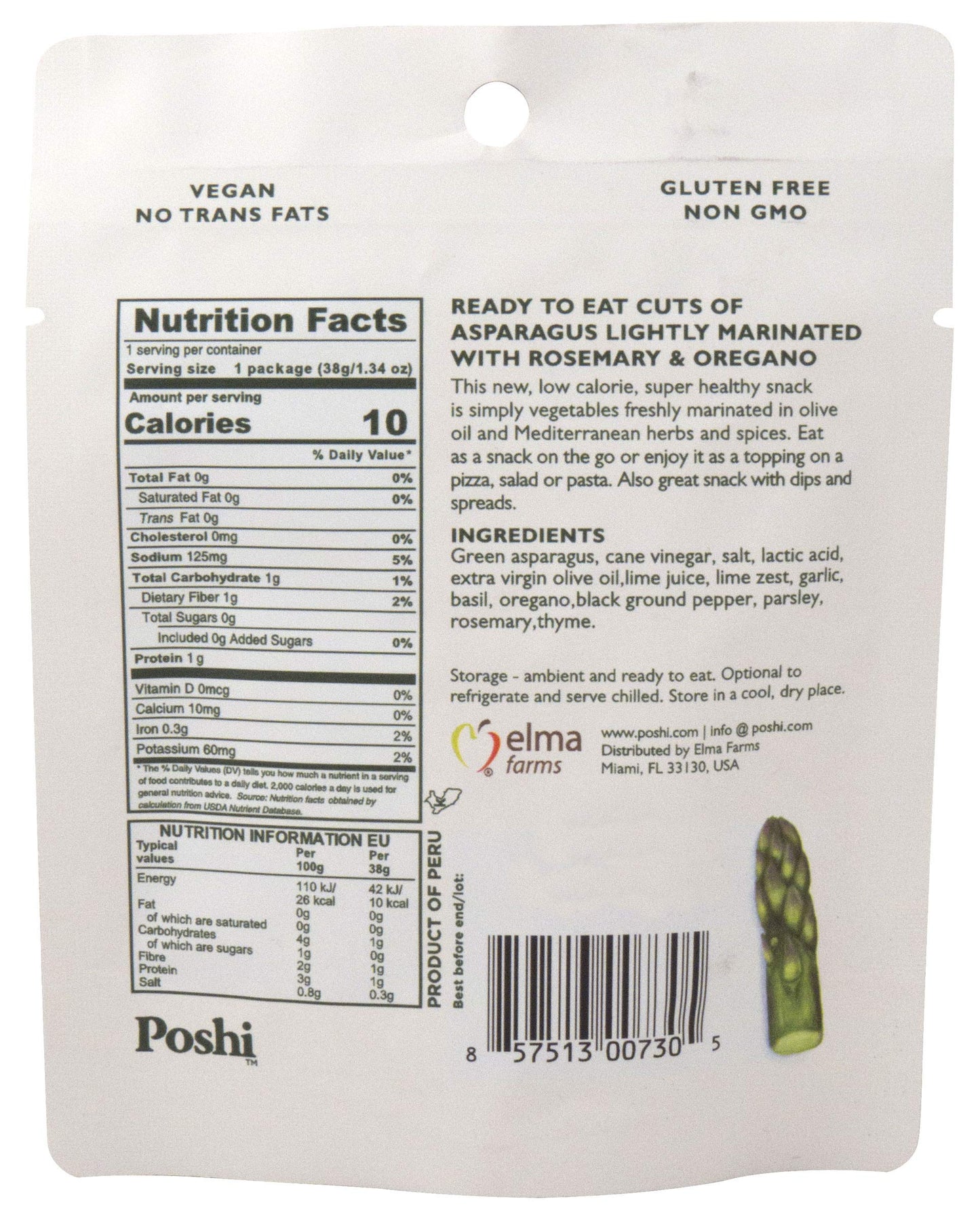 Poshi Marinated Snack Gluten Free Non Snack Each Asparagus 1.34 oz