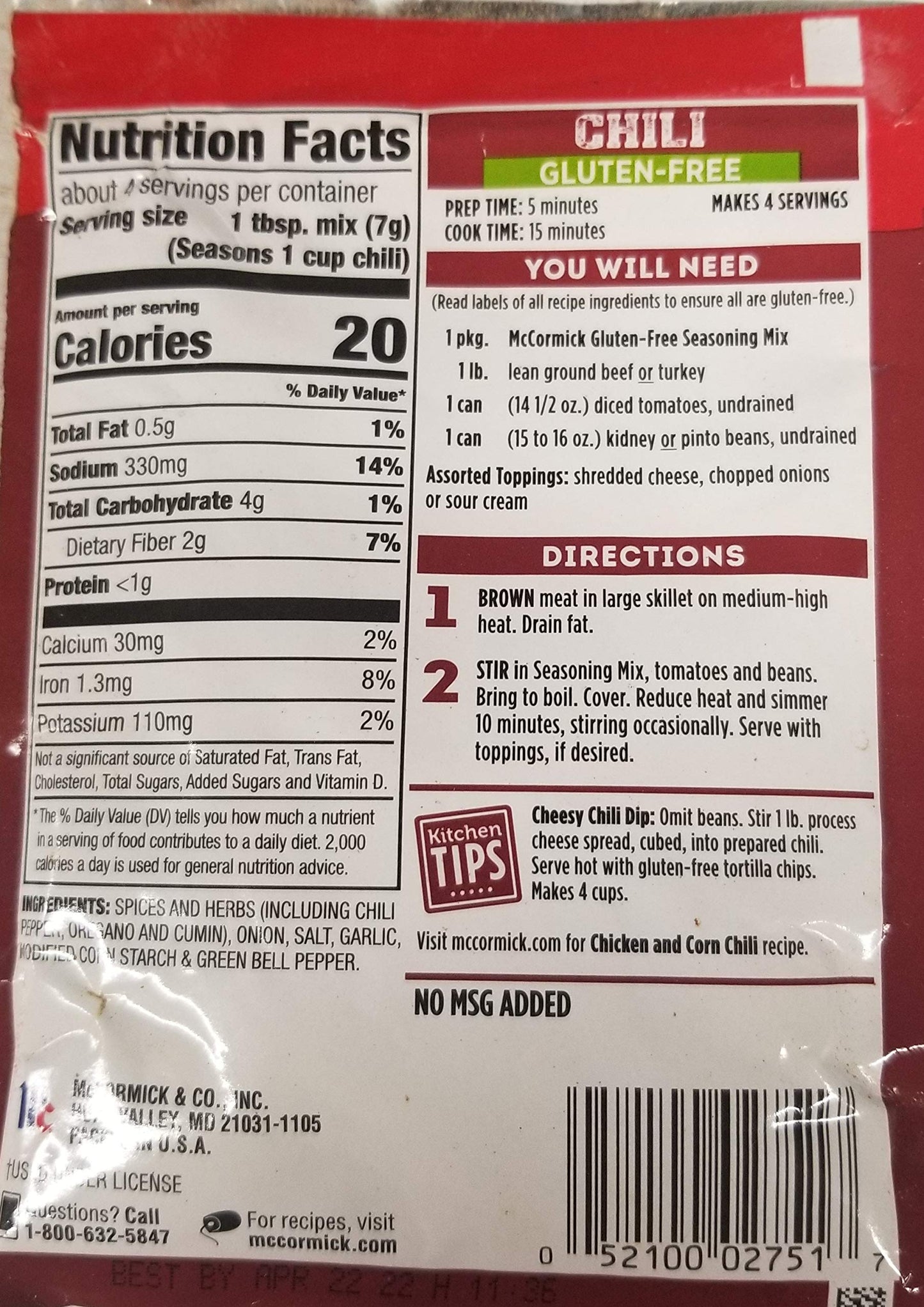 McCormick Chili Seasoning Mix 1oz Gluten-Free (Pack of 3)
