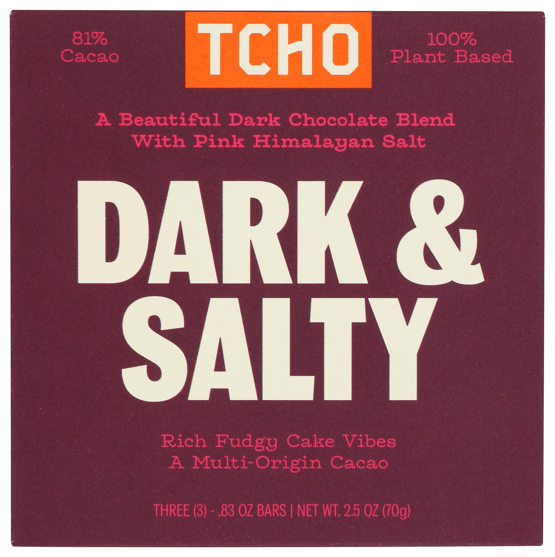 Tcho, Bar Chocolate Dark And Salty Organic, 2.5 Ounce