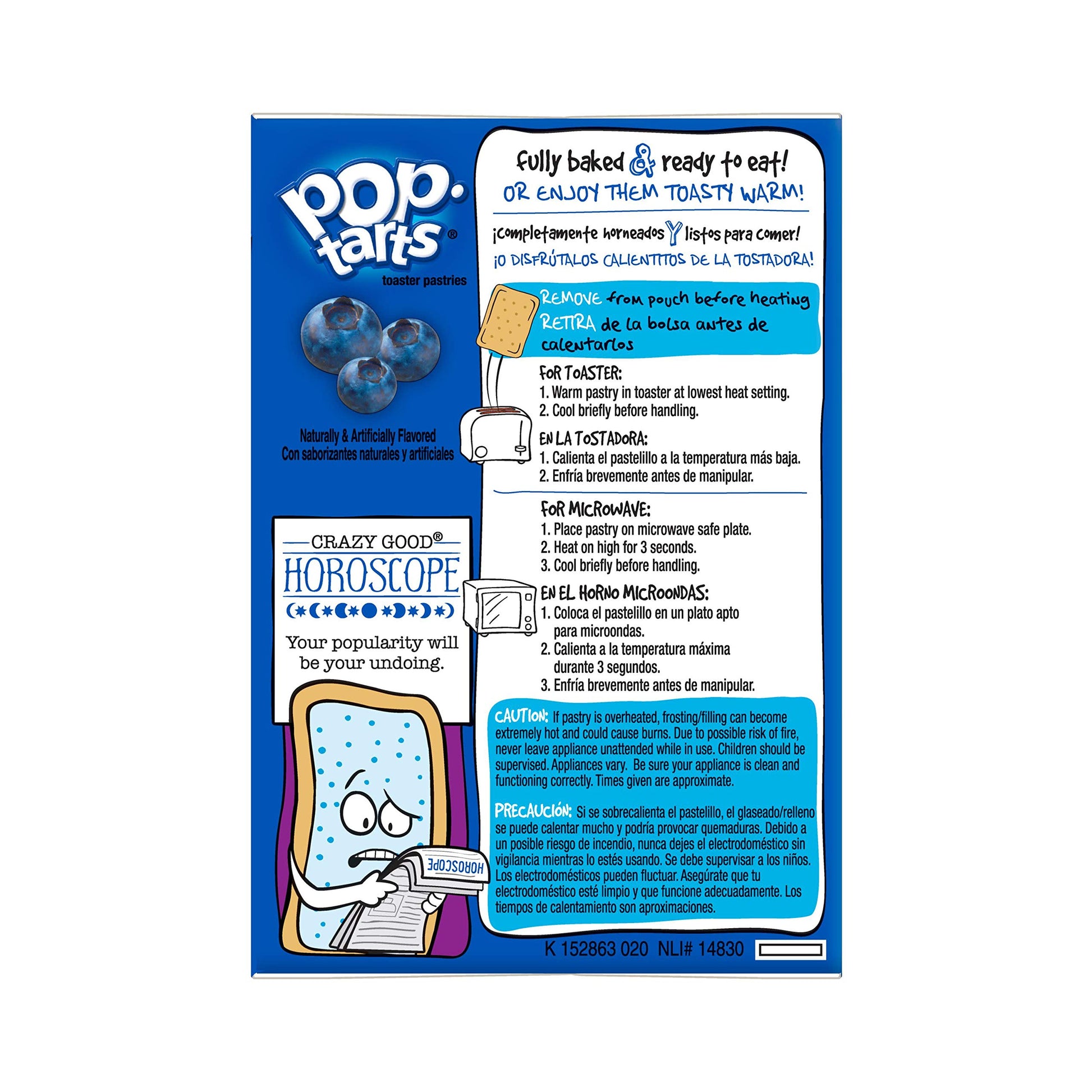 Pop-Tarts Breakfast Toaster Pastries Unfrosted Blueberry Flavored 8 Count 14.7 oz