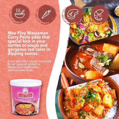 Mae Ploy Massaman Curry Paste Authentic Thai 14 oz Aromatic Blend of Herbs and Spices