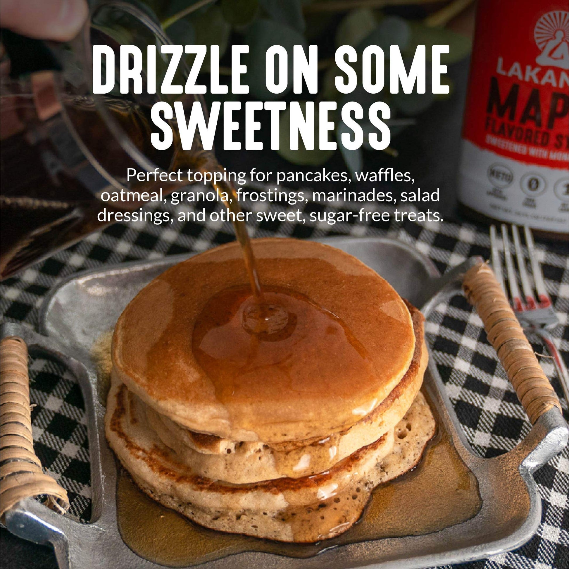 Lakanto Sugar Free Maple Syrup Monk Fruit Sweetener Keto Vegan 1g Net Carbs 13 fl oz (Pack of 2)