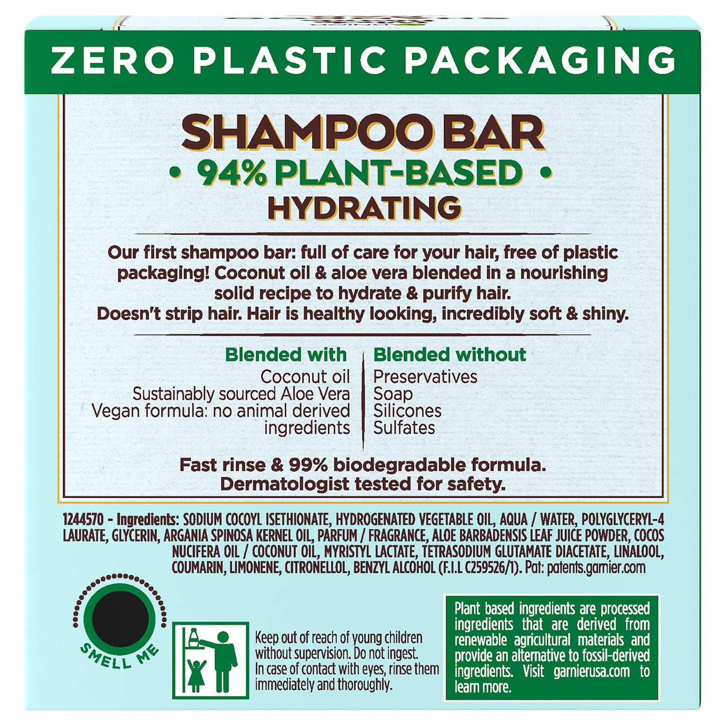 Garnier Whole Blends Hydrating Shampoo Bar for Normal Hair Coco & Aloe Vera 2 Oz