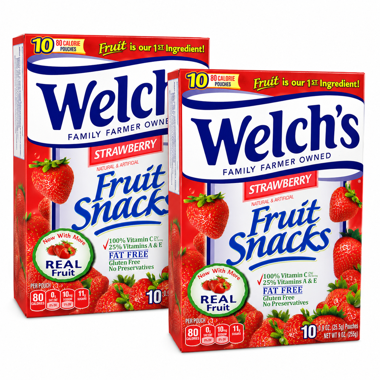 Welch's Strawberry Flavor Fruit Snacks 10 Pouches (2 packs)