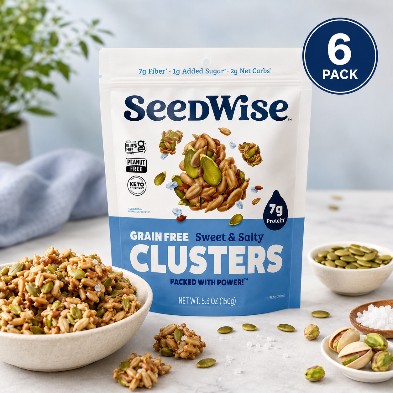 Ozery Bakery Super Seed Crunch Clusters Sweet and Salty Plant Based Vegan Keto Snack 5.3 oz