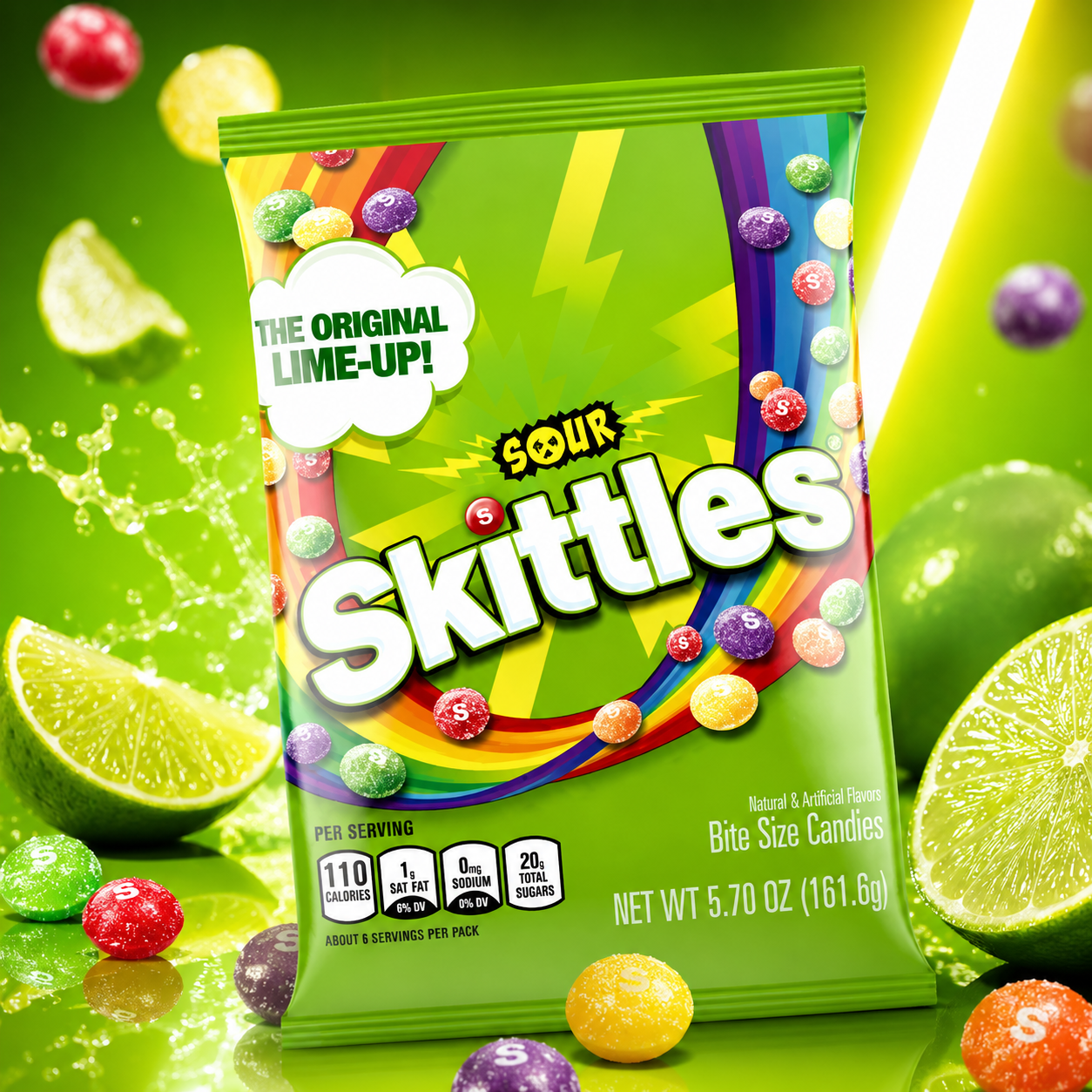 Skittles Sours Candy (Pack of 2) Sour Outside Sweet Inside Bite Size Strawberry Grape Orange Lemon Lime