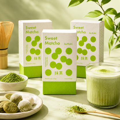 Rishi Tea Sweet Matcha Japanese Green Tea Powder Naturally Sweet Certified Kosher Makes 10 Lattes Each 4.4 oz