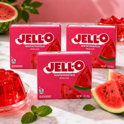 Jell-O Watermelon Artificially Flavored Gelatin Dessert Mix Box 3 oz