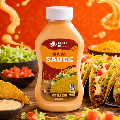 Taco Bell Baja Sauce Bottle NEW FLAVOR Taco Sauce 11 oz