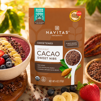 Navitas Organics Cacao Nibs Organic Non-GMO Fair Trade Gluten-Free Sweetened 4 Ounce
