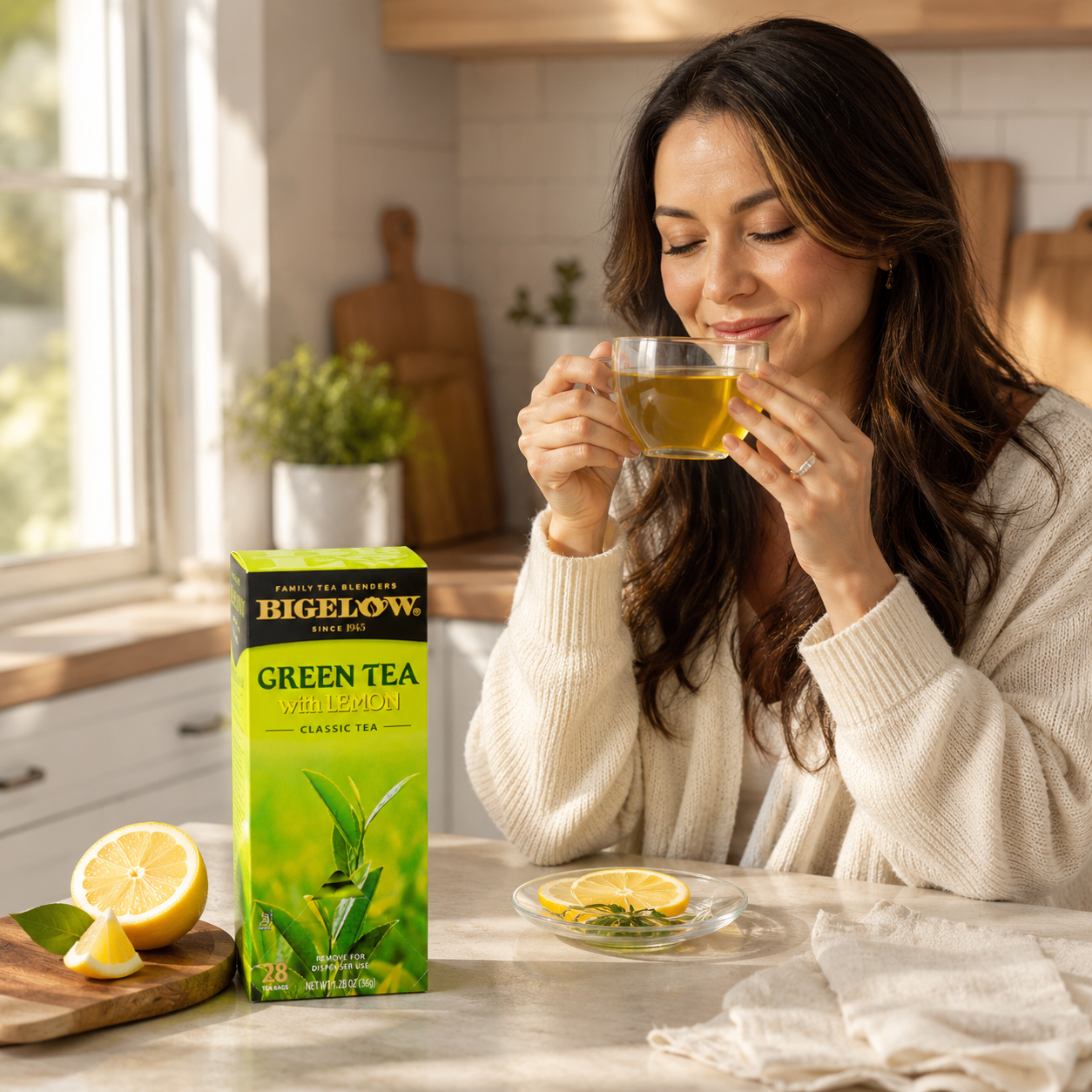 Bigelow Green Tea with Lemon Tea Bags Lemon Flavor Rich in Antioxidants 28 ct Box