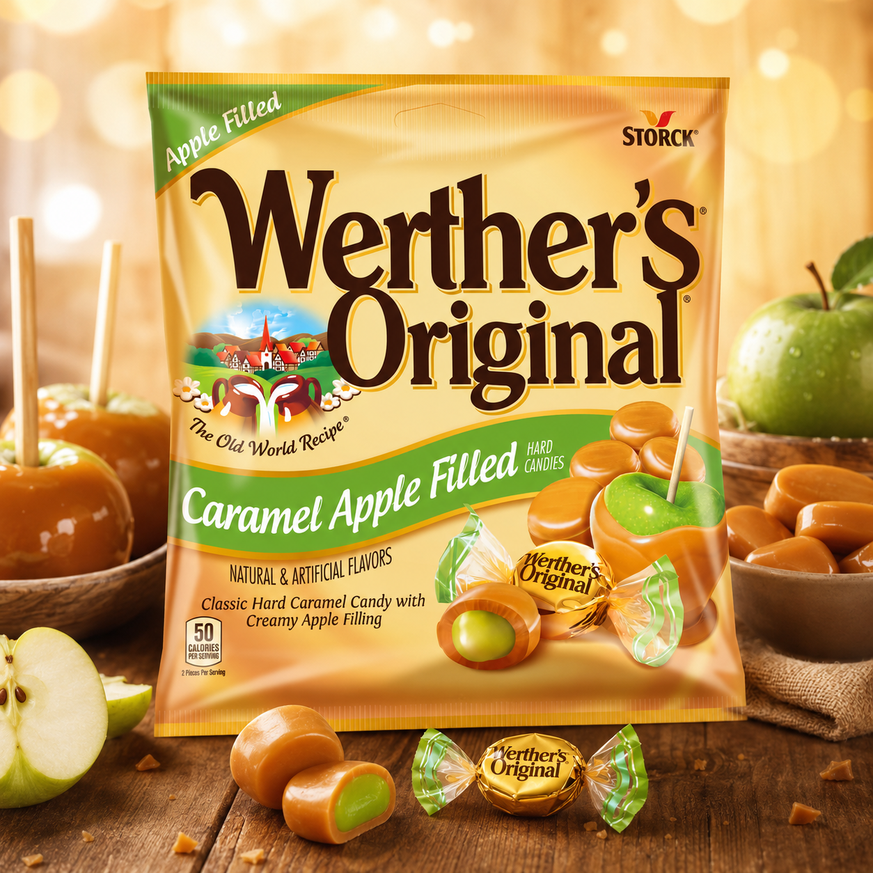 Werther's Original Hard Apple Filled Caramel Candy Bags 5.5 oz