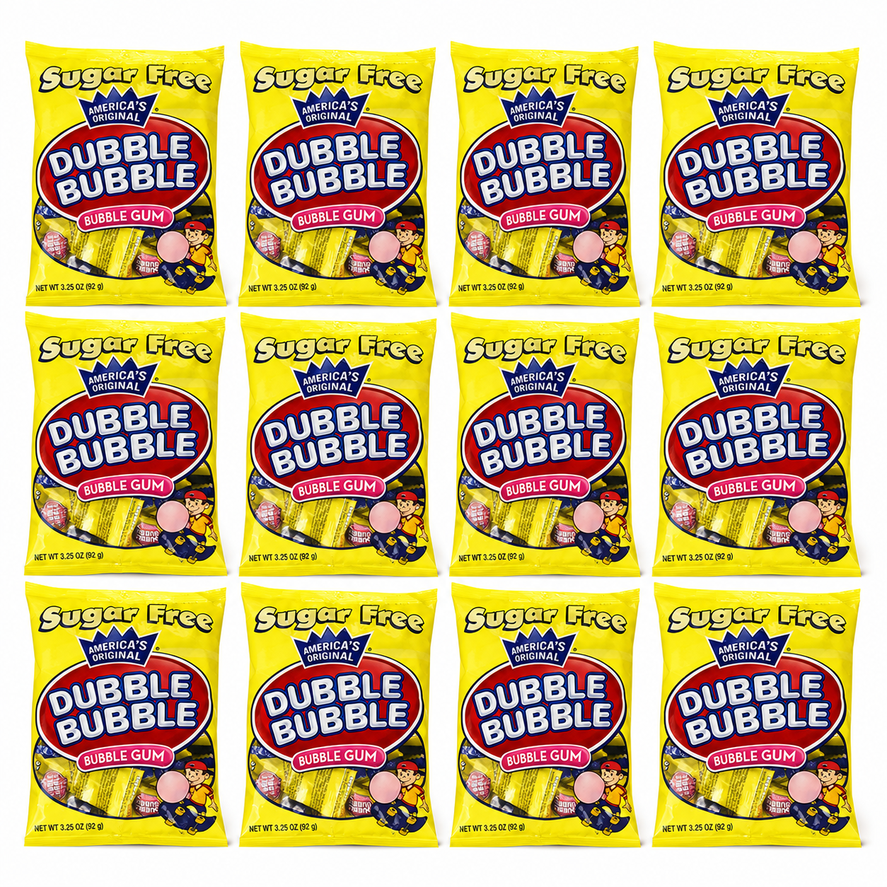 Dubble Bubble Sugar Free, 3.25-Ounce Bags (Pack of 12)