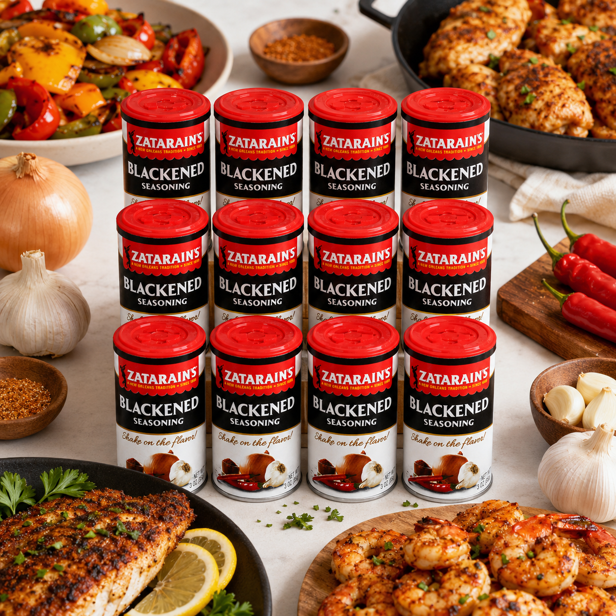 Zatarains Blackened Seasoning . shaker can 12 per case 3 oz
