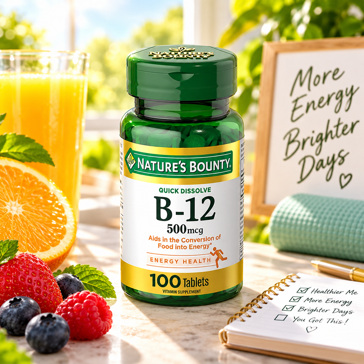 Nature's Bounty Vitamin B12 500 mcg Tablets, 100 Count (Pack of 2) Nature's Bounty