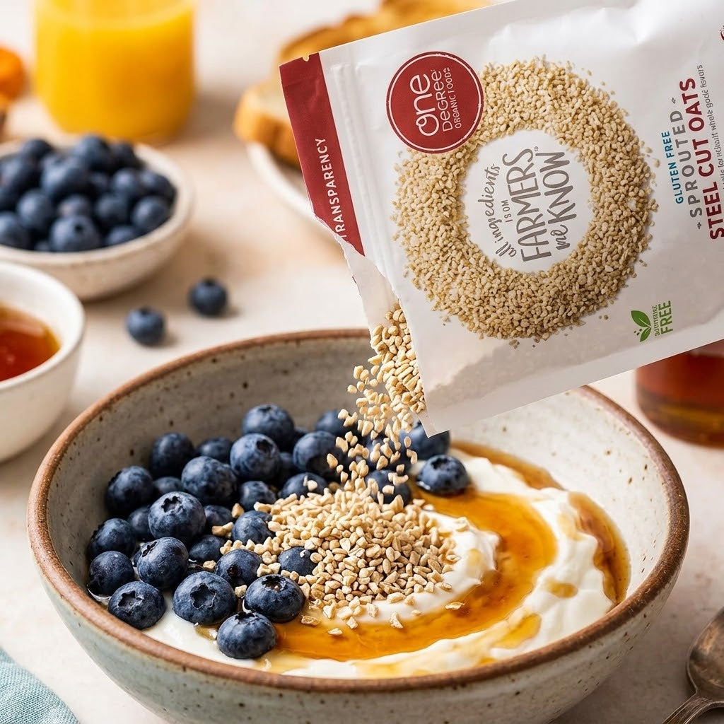 One Degree Organic Foods Sprouted Steel Cut Oats, Non-GMO Oatmeal (Pack of 8) One Degree Organic Foods